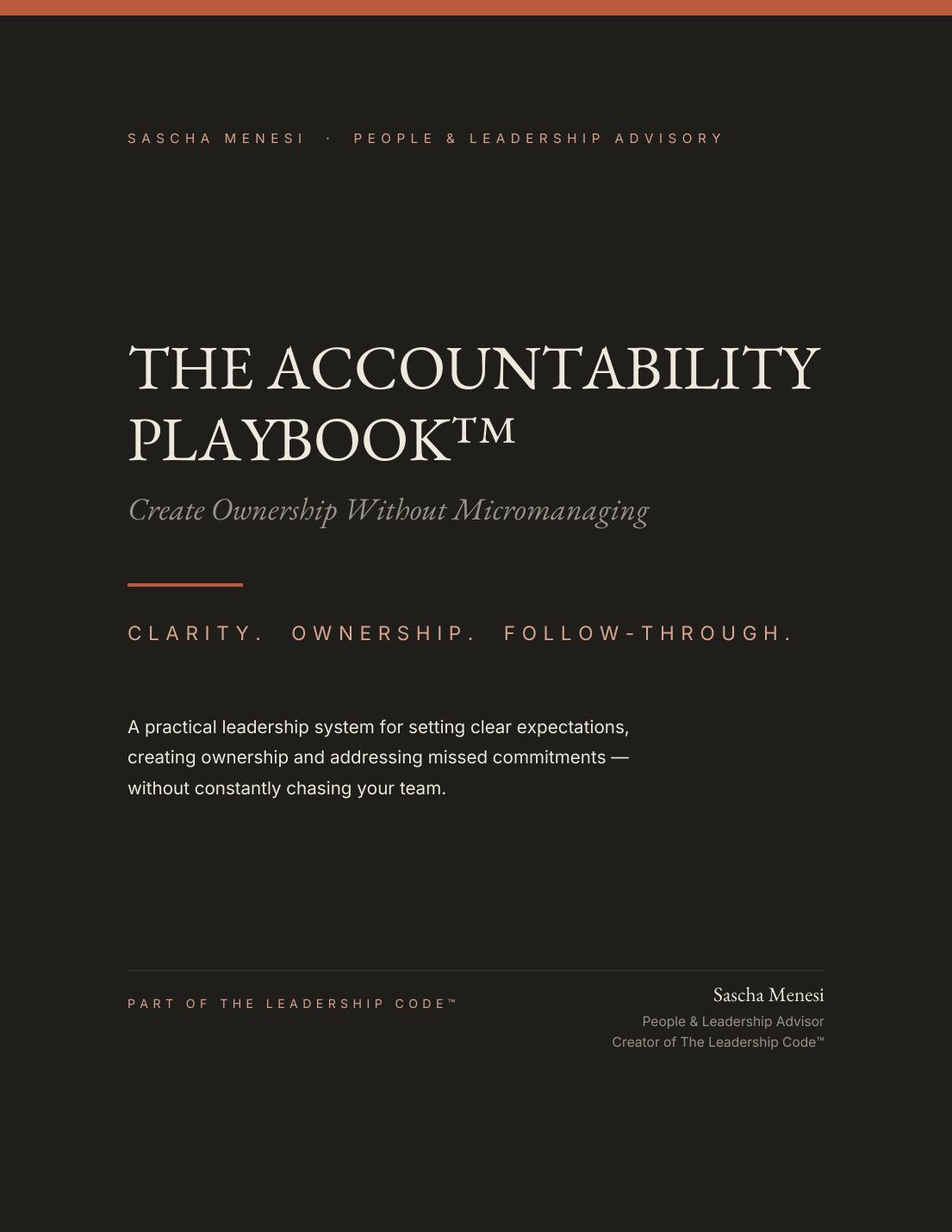 The Accountability Playbook™ by Sascha Menesi — cover